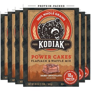 코디악 파워 팬케이크 와플믹스 6종 3kg (510g 6팩) 고단백 통곡물, Dark-Chocolate, 18 Ounce (Pack of 6), 510g