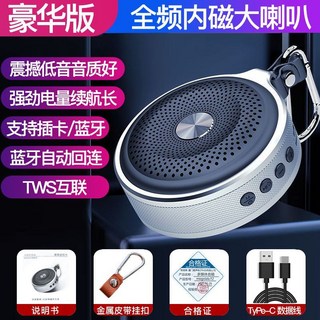 虹柯 藍牙音箱 無線手機低音炮 小型迷你小音響 戶外運動便攜式大音量, 1個, 銀黑標準款：高清喇叭