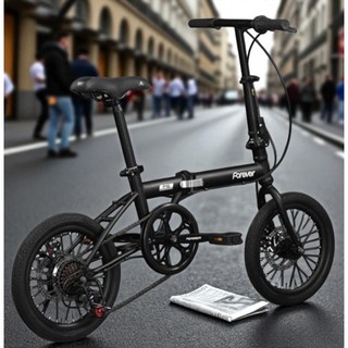굿라이언 미니벨로 접이식 자전거 폴딩 경량 16인치 20인치, 1개, 16cm, 매트 블랙(7단)