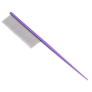 스테인리스 펫 벼룩 빗 꼬리 콤 고양이 강아지 미용용 털정리 세밀한 그루밍 콤, 퍼플, 1개