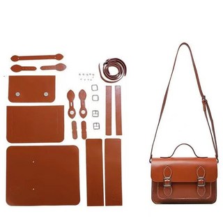올유니드 DIY가방 사첼백 숄더백 가죽가방만들기 가죽공예키트 핸드메이드, 브라운, 1개