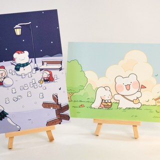 놀자곰 미니 포스터 2종- 귀여운 곰돌이 엽서 인테리어 홈데코 곰돌이 이모티콘 캐릭터 굿즈, 02-눈사람, 1개