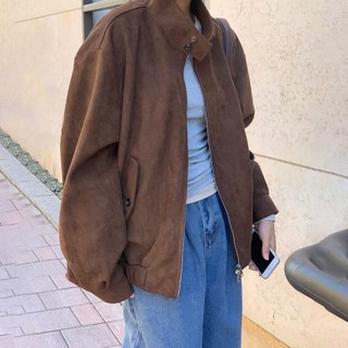 ZAJA추동 여성 스웨이드 패딩 더블집업 브라운 점퍼 캐주얼 재킷