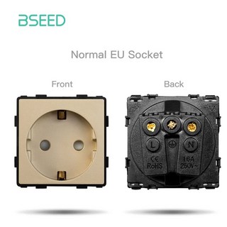 BSEED DIY 모듈 EU 플라스틱 패널 골드 더블 USB 소켓 인터넷 CAT5 RJ45 ST TV 전원 벽걸이 조합, [13]EU Socket Parts, 1개