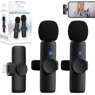 액티브 노이즈 감소 기능이 있는 MANA 무선 라발리에 마이크 아이폰용 콘텐츠 제작자용 마이크의 라펠 클립 라이트닝 포트용 미니 흰색, Lightning (for iPhone 14 or be, Black, 1개, 검정