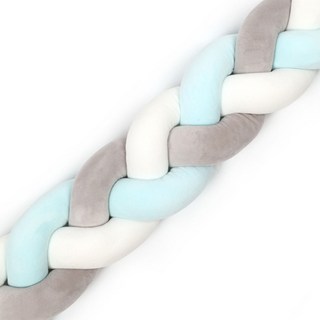 嬰兒床麻花辮床圍 柔軟舒適防撞, 白灰藍