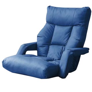和室椅懶人沙發 單人摺疊榻榻米地板椅 可調節靠背小戶型休閒椅, 扶手沙發-藍