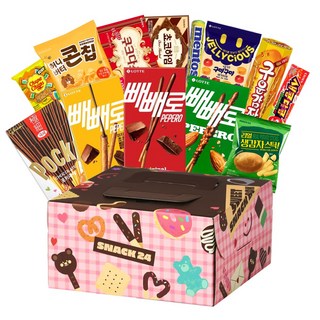 스낵24 빼빼로데이 11데이 막대과자 케이크박스 과자선물세트, 1세트, 13p