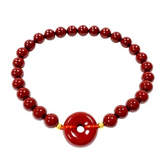 紫金砂平安扣硃砂手鍊 (化太歲/安定心神/避邪擋煞/轉運招財)