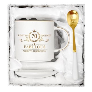 Cabtnca 여성을 위한 90번째 생일 선물 90세 여성을 위한 선물 90세 및 멋짐 90개 에디션 머그 할머니 엄마 이모를 위한 90번째 생일 선물 아이디어, 70번째-화이트