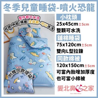 愛北鼻 幼兒園睡袋 多款可選舒柔棉 睡墊睡袋 2-8歲適用 快速收納方便攜帶 噴火龍-冬夏兩用睡袋送防水棉被袋, 噴火恐龍-冬夏兩用睡袋送防水棉被袋
