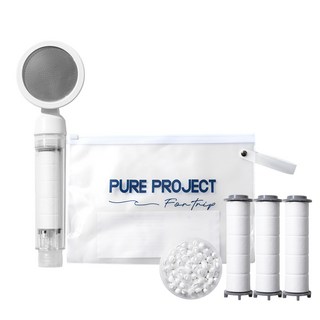 퓨어프로젝트 필수 해외여행용 샤워기헤드 + 휴대용 파우치 세트, 샤워기1개+바디필터3개+헤드필터1개+파우치1개, 1개