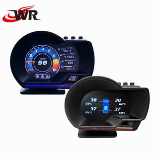 WR F10 汽車抬頭顯示器 OBD2 GPS雙系統 胎壓胎溫顯示, 黑色, 1個