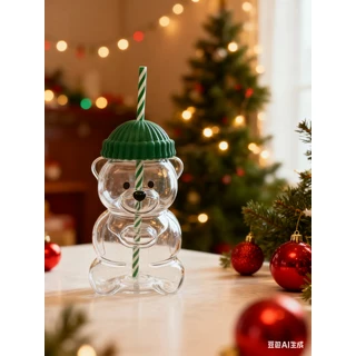 새로운 귀여운 곰돌이 빨대컵 약 20온스 용량 주스 우유 차 등의 음료를 담을 수 있으며 친구에게 선물하기, 01 1pcs