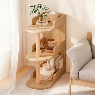 FONOW 틈새수납장 원목 협탁 선반 가정용 심플 수납장, 1개, A-원목 3단