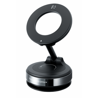 브론텍 차량용 맥세이프 초강력 진공 흡착식 거치대 360도 회전 접이식, 블랙, 1개