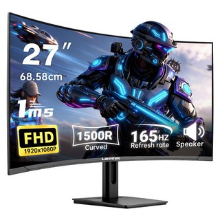 LarmTek 게이밍 모니터 27인치 34인치 49인치 울트라와이드 FHD/4K/5K 165Hz/240Hz 커브드 화면 고주사율 내장스피커 높이조절 스탠드, 70cm, 27inch 1K 165Hz