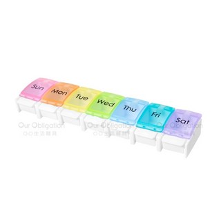 OO生活輔具 按壓彈跳週藥盒 大容量藥盒 隨身藥盒 七日藥盒 藥丸收納盒, 1個, 單排藥盒(7格)
