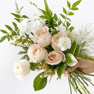 장미 5줄기 그린소재 파스텔 (연한색랜덤) 생화 한다발 촌스럽지 않은 꽃다발 선물용 꽃, 1세트, 장미 5줄기+그린소재 파스텔 (연한색랜덤)