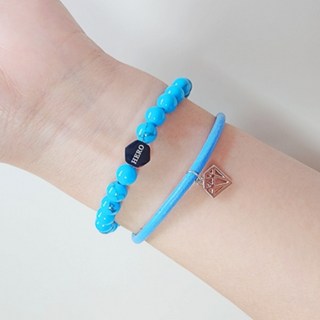 임영웅 굿즈 팔찌 HERO 하늘색 원석팔찌 하늘색 가죽팔찌 단품 구매 세트 구매 가능