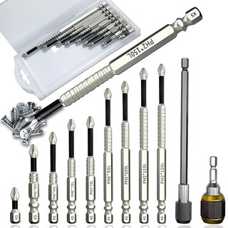 9PCS 고자성 드라이버 드릴 비트 세트 K5 충격 저항 논슬립 비트 미끄럼 방지 셀프 잠금 및 헥스 섕크 연장봉 등 드라이버용., 9PCS 고자성 드라이버 드릴 비트 세트 K5 충격 저, 1개