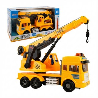 台灣好車隊 大型黃色起重機吊車 (吊臂可升高升長) (車門開附人偶) - 台灣配音 品質佳, 1個, 如照片所拍