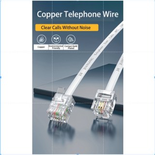 台出6P4C電話線 鍍金端點 純銅線芯, 1個, 白色, 白色, 10米