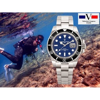 Valentino Coupeau 范倫鐵諾 陶瓷外框潛水錶，藍寶石水晶鏡面，100M防水