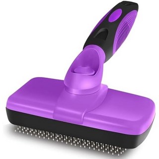 헤르츠코 셀프 클리닝 도그 & 캣 슬라이커 브러시 장모 또는 단모 반려동물용 도그 브러시 도그 그루밍 브러시 캣 빗 도그 빗 데싱 도그 브러시 - 퍼플, 1개