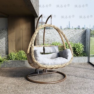 행잉체어 그네의자 흔들의자 발코니 둥지 스윙 테라스 흔들그네 펜션 야외그네 라탄 정원그네 스윙체어, 로그 컬러 더블, 3박스