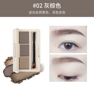 心動貨 三色眉粉盤 防水持久 立體眼線眼影臥蠶 初學者適用 2026新品, 1個, 02#灰棕盤【霧感絨眉/立體有型】, 灰棕盤
