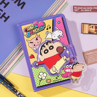 悅木 正版蠟筆小新異形磁扣本 A6國中小學生日記本 辦公收藏記事本禮物, 1個, 紫色, 紫色