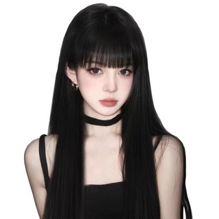 MOKiN 여성 자연스러운 긴머리 통가발 가발망 패션 롱 네츄럴블랙, 1개, 블랙