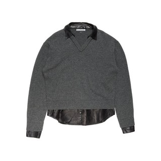 아크네 스튜디오 V넥 레더 트리밍 스웨터