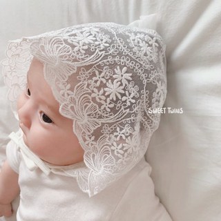 Sweet Twins 韓系尖角蕾絲寶寶帽子 蕾絲嬰兒帽 女寶寶精靈帽 台灣現貨