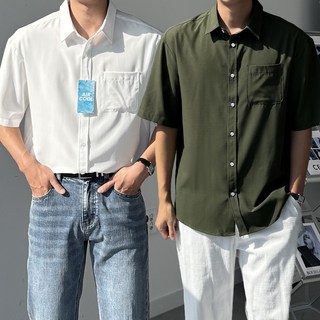 남자 아이스 세미오버핏 고밀도 구김방지 링클프리 반팔 셔츠 빅사이즈 13컬러