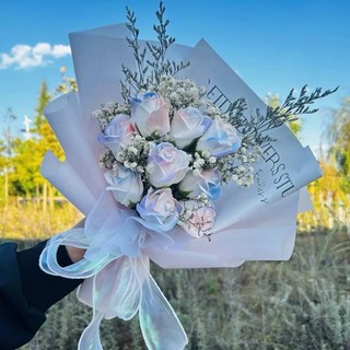 PRETTY FLOWERS STUDIO 玫瑰香皂花永生花束 人魚姬漸層色 畢業情人節生日禮物, 大束人魚姬