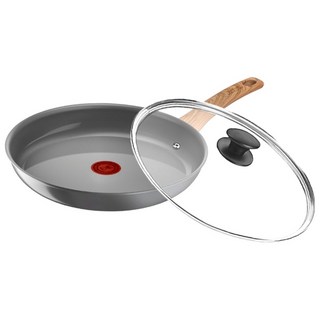 Tefal 特福 綠生活陶瓷不沾系列 電磁爐適用 不沾鍋平底鍋 + 玻璃蓋, 28cm, 1組