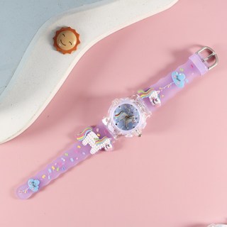 兒童創意卡通石英手錶 發光系列彩殼 小學生3D貼面表