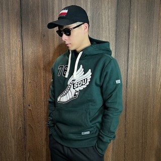 Superdry 極度乾燥 帽T 連帽長袖T恤 上衣 復古 男 墨綠