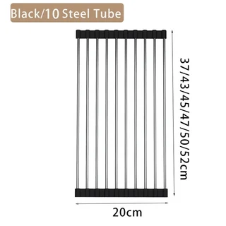 접이식 스테인리스 싱크 배수대 주방 채소 접시 물 필터 선반 내열성 조리대 수납 정리함, 02 L47, 05 Bla 12 tubes