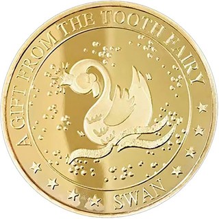牙仙子金幣 星座金幣 鍍金紀念幣 兒童換牙禮物 許願幣 20款, 皇冠天鵝-牙仙子金幣, 1個