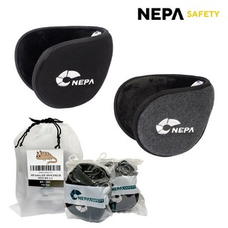 1+1 네파 Safety 플리스 귀마개 브래드캣 파우치형 방한용품 귀도리, 블랙+그레이, 1세트