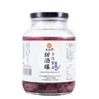 米發發甜酒釀-手作紫米 台灣在地糯米手工釀製 天然發酵無添加 600g罐裝, 4個