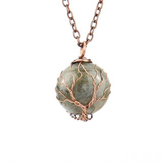 熱賣天然紫水晶生命樹項鍊，原石圓形吊墜，能量水晶項鍊，時尚百搭款