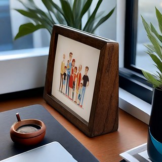 내추럴한 원목 테두리 고급 투명 아크릴 사진 액자, 1개, 짙은우드