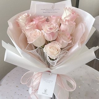 仿真花 人造花 創意愛莎玫瑰花束仿真永生花成品七夕情人節女朋友閨蜜生日禮物畢業花束 香, 愛莎粉(成品發貨)贈送賀卡,13朵愛莎粉玫瑰+燈