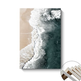 現代簡約裝飾畫 大海海浪沙灘風掛畫 酒店公寓民宿壁畫 內框畫, 1個, 內框畫03,35x50cm