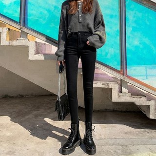 《小日子家居館》高腰彈力貼身牛仔褲 窄管褲 顯瘦 休閒褲