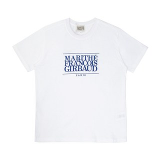 MaritheFrancoisGirbaud 男女通用經典Logo短袖T恤, 白色/深藍色